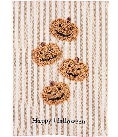 Mud Pie Happy Halloween Beaded Pumpkin Towel