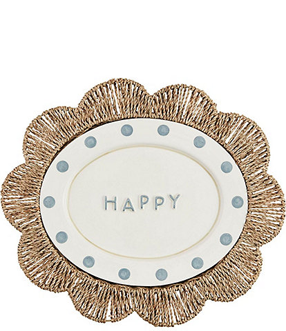 Mud Pie Happy Woven Platter Set
