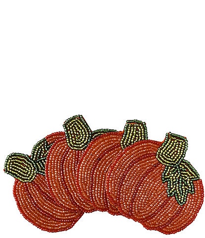 Mud Pie Harvest Collection Beaded Pumpkin Coasters, Set of 4
