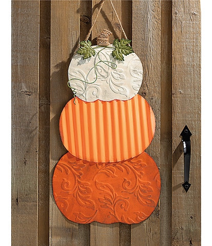 Mud Pie Harvest Collection Tin Pumpkin Stack Door Hanger