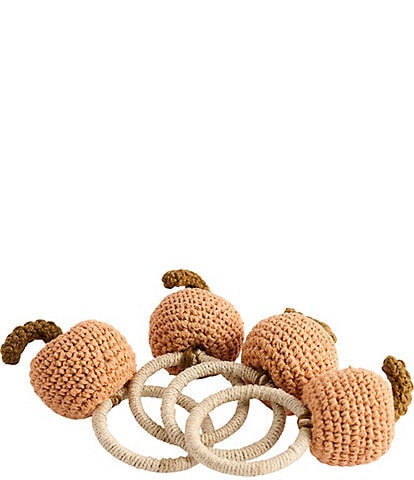 Mud Pie Harvest Crochet Pumpkin Napkin Rings, Set of 4