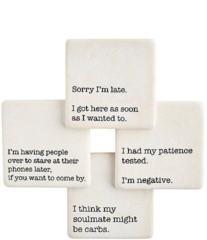 Mud Pie Having Funny Phrases Printed Coasters, Set of 4