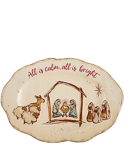 Mud Pie Holiday All is Calm Boxed Nativity Sentiment Platter