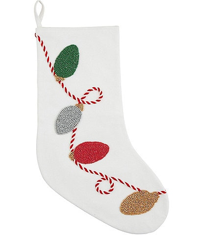 Mud Pie Holiday Collection Christmas Lights Beaded Stocking