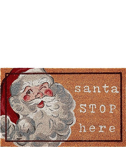 Mud Pie Holiday Collection Santa Stop Here Coir Door Mat