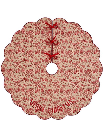 Mud Pie Holiday Collection Toile Scalloped Tree Skirt