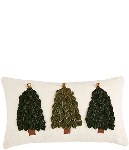 Mud Pie Holiday Collection Velvet Ribbon Tree Rectangular Wool Pillow