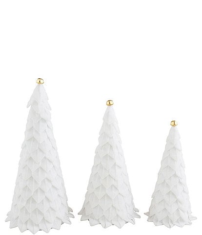 Mud Pie Holiday Collection White Velvet Decorative Tree Set