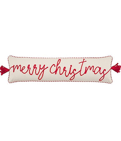 Mud Pie Holiday Embroidered Merry Christmas Long Pillow