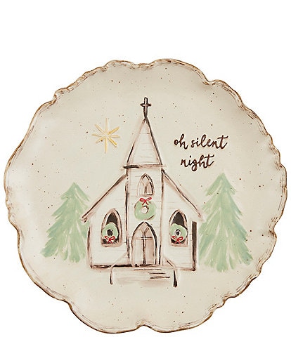 Mud Pie Holiday Oh Silent Night Church Platter