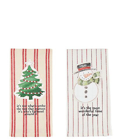 Mud Pie Holly Jolly Christmas Stripe Applique Towel Set