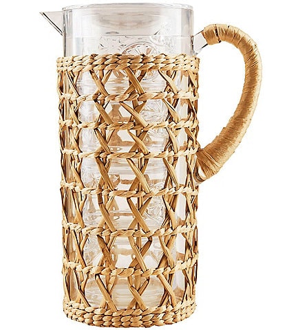 Mud Pie In The Garden Acrylic Woven Pitcher & Glass Set
