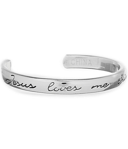 Mud Pie Baby #double;Jesus Loves Me This I Know#double; Silverplated Cuff Bracelet