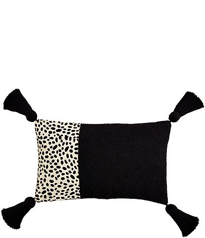 Mud Pie Leopard Mohair Detail Lumbar Pillow