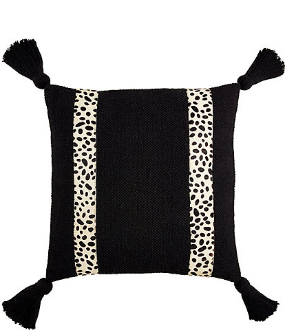 Mud Pie Leopard Mohair Detail Square Pillow
