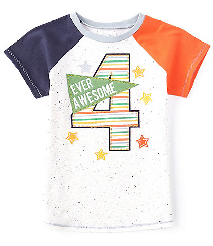 Mud Pie Little Boys 4T Raglan Short-Sleeve 4th Birthday Boy Colorblock T-Shirt