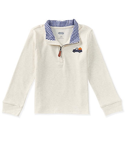 Mud Pie Little Boys Long-Sleeve Pumpkin Truck Icon Pullover
