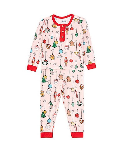Mud Pie Little Girls 2T-5T Long Sleeve Christmas Ornament Pajama Top & Pajama Pant Set