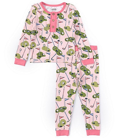 Mud Pie Little Girls 2T-5T Long-Sleeve Golf-Themed-Print Top & Pajama Pant Set