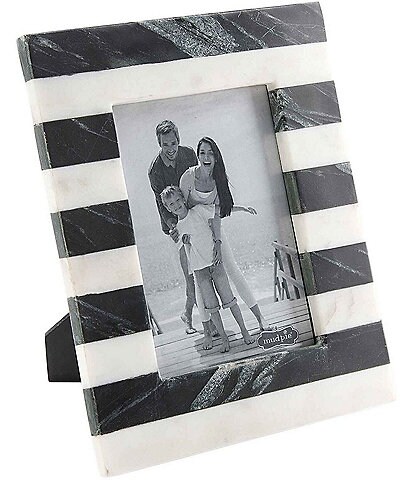 Mud Pie Mercantile Collection 5x7 Two-Tone Marble Striped Picture Frame
