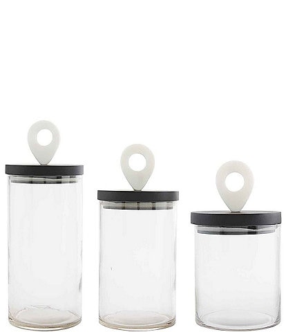 Mud Pie Mercantile Collection Black and White 3-Piece Glass Canister Set