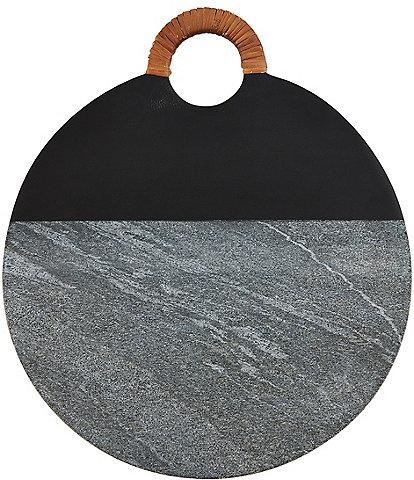 Mud Pie Mercantile Round Black Wood and Marble Cheeseboard