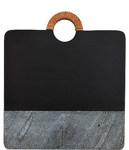Mud Pie Mercantile Square Black Wood and Marble Board