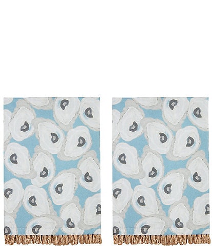 Mud Pie On The Half Shell Blue Oyster Towels, Set of 2