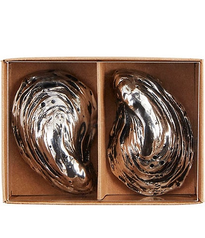 Mud Pie On The Half Shell Metal Oyster Salt And Pepper Set