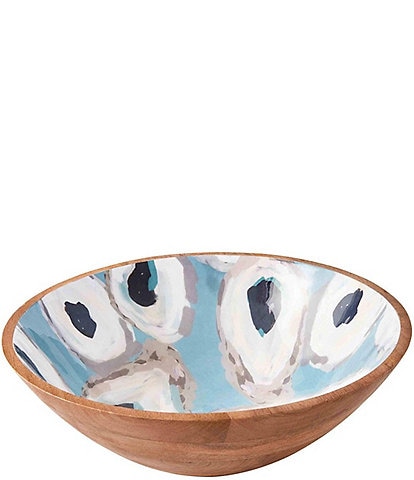 Mud Pie Oyster Collection Mango Wood Enamel Bowl