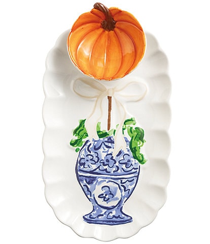 Mud Pie Thanksgiving Collection Pumpkin Topiary Tray & Tidbit Set