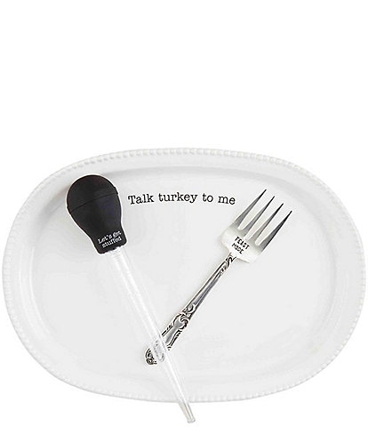 Mud Pie Thanksgiving Talk Turkey Platter & Prep Set