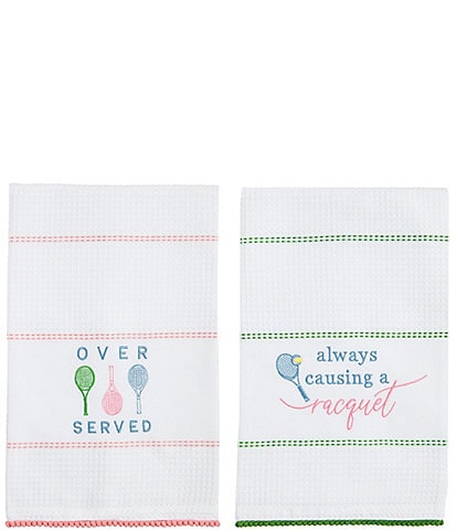 Mud Pie The Pro Shop Always Tennis Waffle Towels, Set of 2