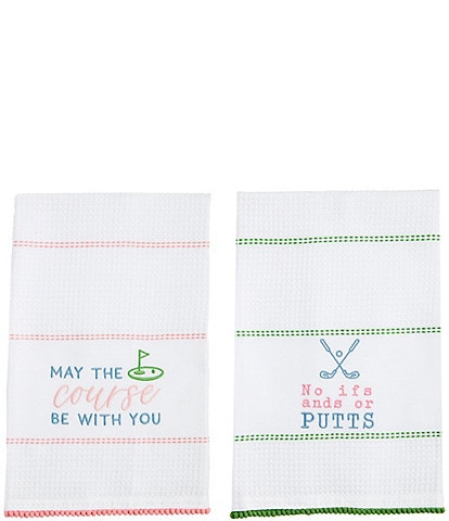Mud Pie The Pro Shop May The Golf Waffle Towels, Set of 2