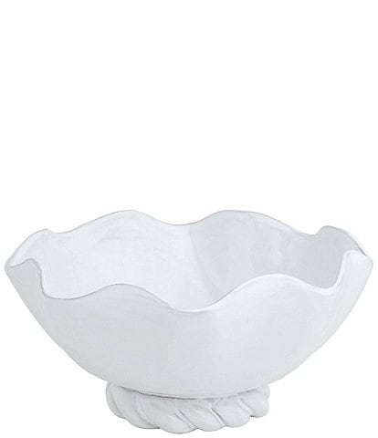 Ruffled Rim Twisted Base Ceramic Bowl