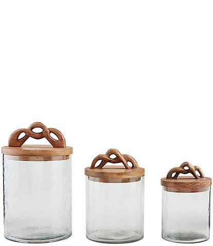 Mud Pie Twisted Handle Glass Canister Set