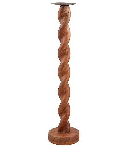 Mud Pie Twisted Wood Sculpture Candlestick