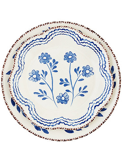 Mud Pie Valencia Nested Blue Floral Platter Set