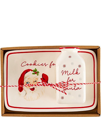 Mud Pie Vintage Santa Cookies & Milk Set