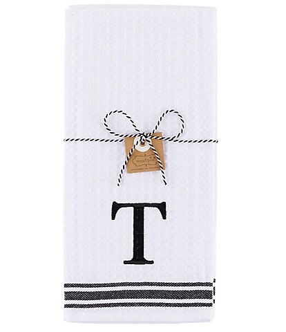 Mud Pie Waffle Weave Initial Kitchen Towel, Set of 2