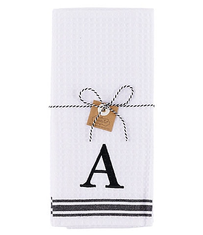 Mud Pie Waffle Weave Initial Kitchen Towel, Set of 2