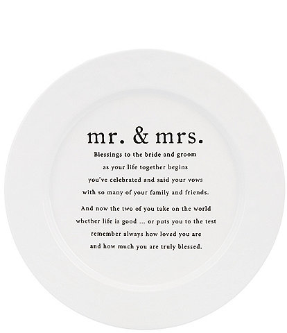 Mud Pie Mr. & Mrs. Wedding Blessing Round Platter