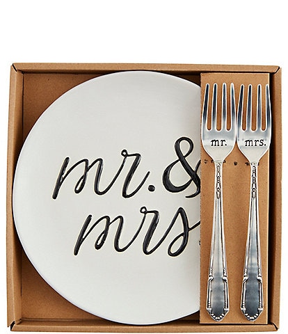 Mud Pie Wedding Collection Mr & Mrs Cake Plate Set