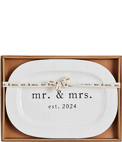 Mud Pie Wedding Collection Mr & Mrs. est 2024 Ceramic Platter