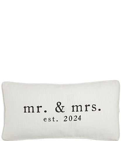 Mud Pie Wedding Collection Mr. & Mrs. Est. 2024 Lumbar Pillow
