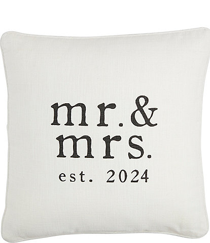 Mud Pie Wedding Collection Mr. & Mrs. Est. 2024 Square Pillow