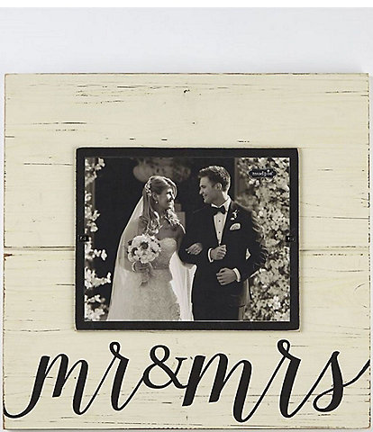 Mud Pie Wedding Mr & Mrs Distressed Wood 8" x 10" Picture Frame