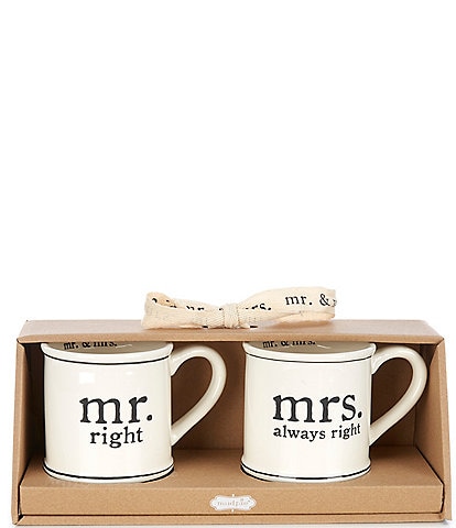 Mud Pie Wedding Mr & Mrs Right Mug Set