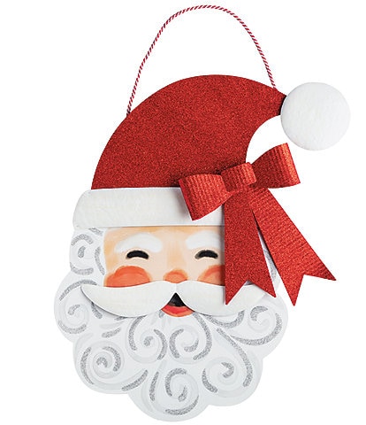 Mud Pie Whimsical Christmas Collection Santa Bow Door Hanger