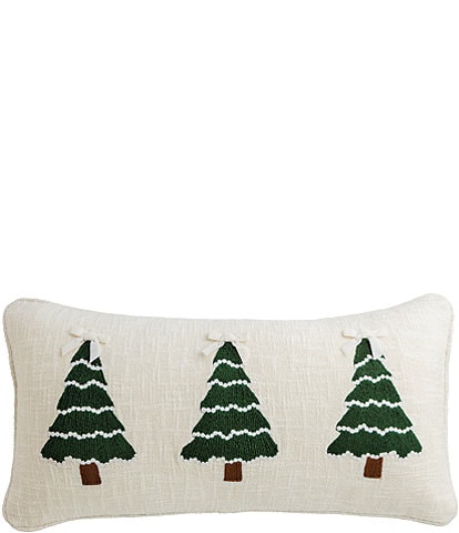 Mud Pie White Christmas Collection Christmas Trees Crewel Embroidery Pillow